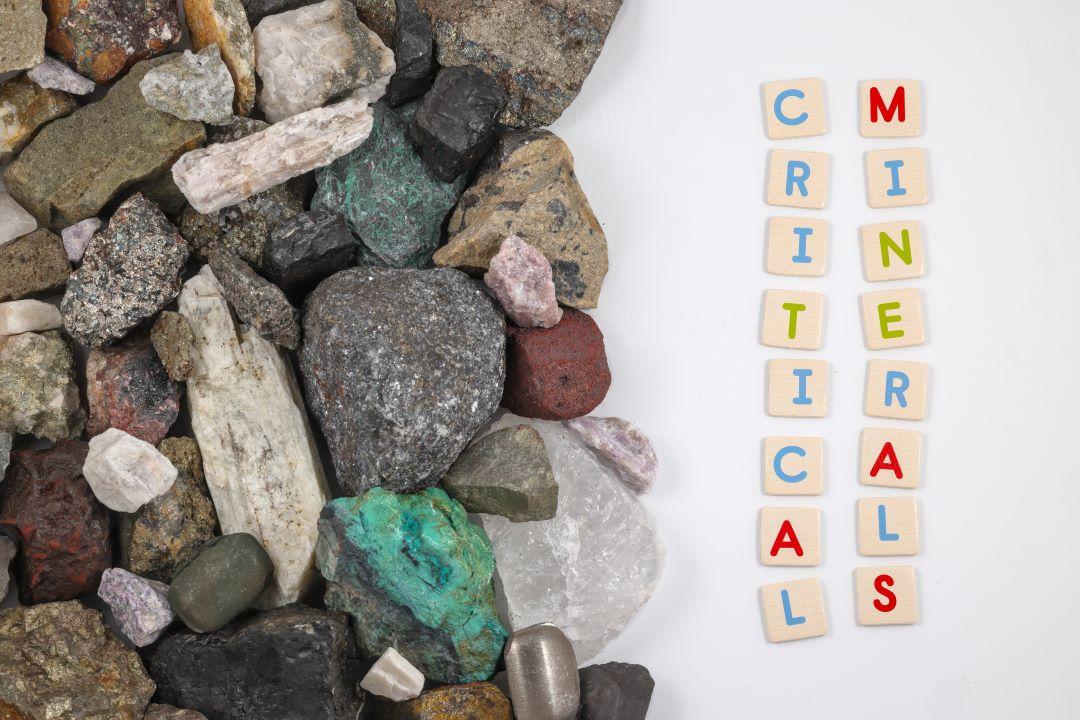 Critical Minerals - stones and tiles spelling out critical minerals
